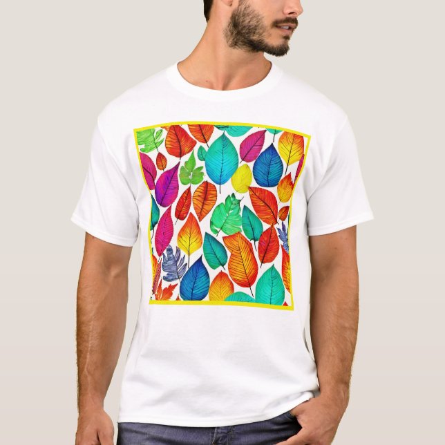 T-shirt Palette de la nature : Conception de feuilles colo (Devant)