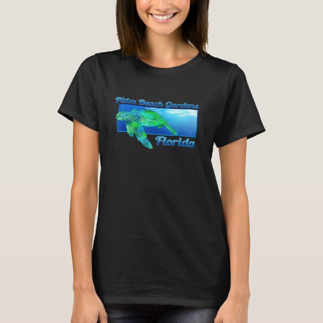 T-shirt Palm Beach Gardens Floride Piscine Tortue de mer (Devant)