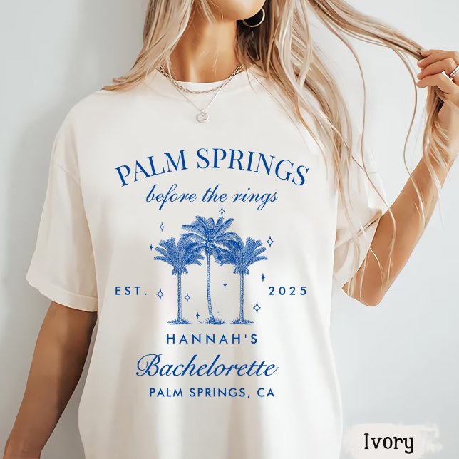 T-shirt Palm Springs Avant Les Anneaux Bachelorette Bleue (Créateur téléchargé)