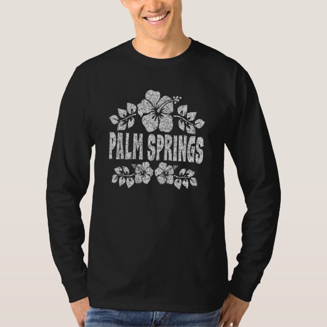 T-shirt Palm Springs Flowers Distressed White Print (Devant)