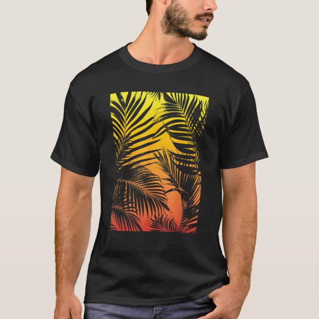 T-shirt Palm Tree 7 Cool Tropical Beach Palm Feuille Été (Devant)