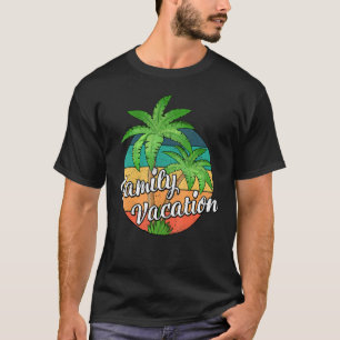 T-shirt Palm Tree Beach Sunset Vintage Rétro Famille Vacat
