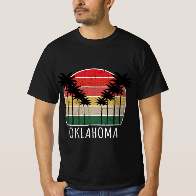 T-shirt Palm Tree Distressed Oklahoma - Design de plage (Devant)