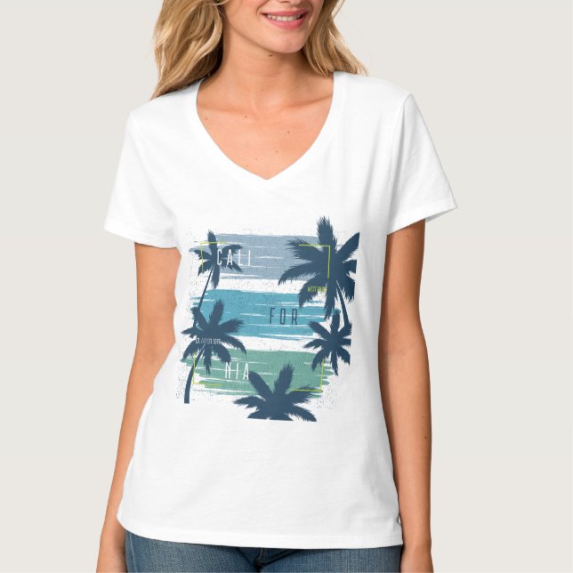 T-shirt Palm Tree - Plage coucher de soleil esthétique (Devant)