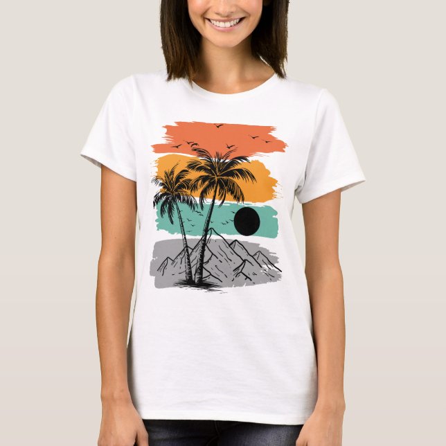 T-shirt Palm tree silhouette summer  (Devant)