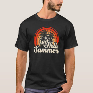 T-shirt Palm Tree Sunset Vintage Retro Beach Vacances Hell