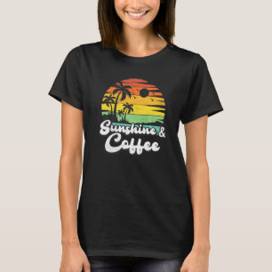 T-shirt Palm Tree Sunset Vintage Sunshine Et Coffee Beach