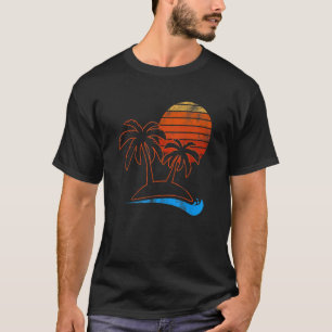 T-shirt Palm Tree Tropical Beach Vintage Retro Style les a