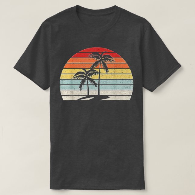T-shirt Palm Tree Vintage Plage tropicale été (Design devant)