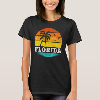 T-shirt Palm Tree Vintage Retro coucher de soleil été vaca