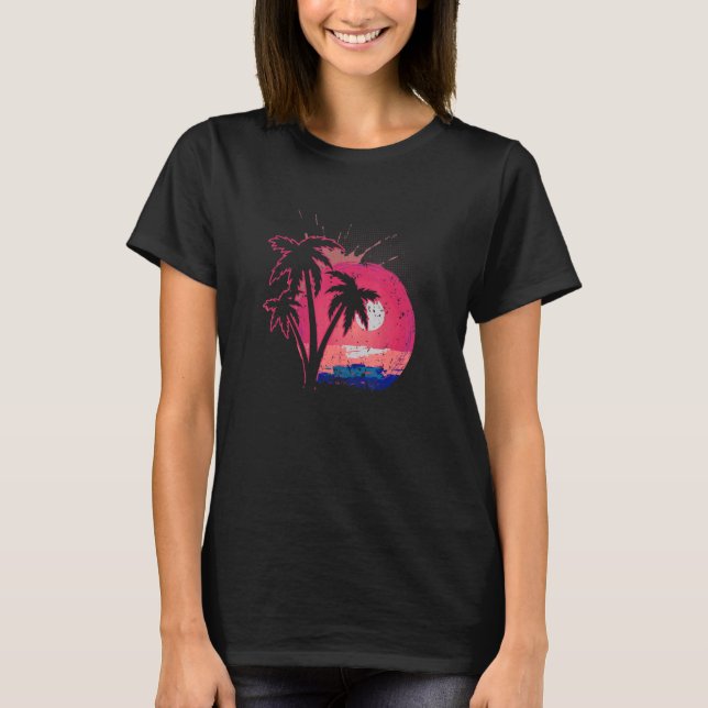 T-shirt Palm Trees Beach Sunset Tropical Summer Vaca (Devant)