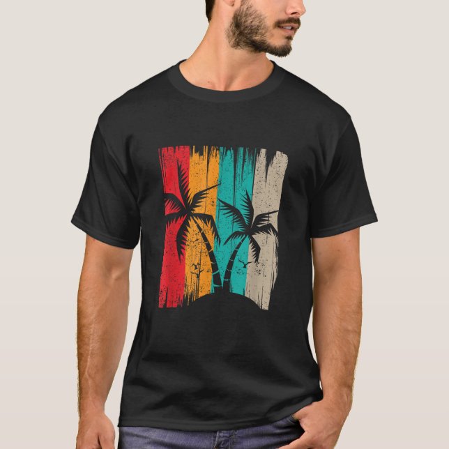 T-shirt Palm Trees Retro Tropical Summer (Devant)