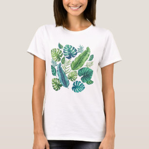 T-shirt Palm vert et Turquoise Tropical Banana Monstera Fe