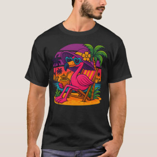 T-shirt Palme de plage Été Coucher de soleil Vacances Drôl