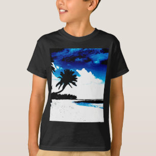 T-shirt Palmier blanc noir bleu Silhouette