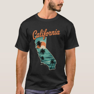 T-shirt palmier de la côte californienne vue rétro océan c