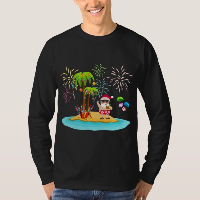 T-shirt Palmier de Noël décoré Tropical Xmas Coconu (Devant)