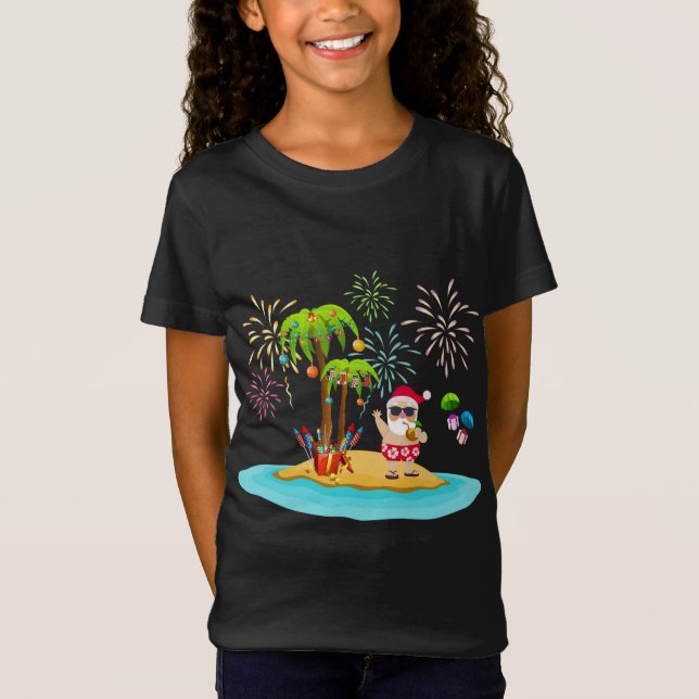 T-Shirt Palmier de Noël décoré Tropical Xmas Coconu (Devant)