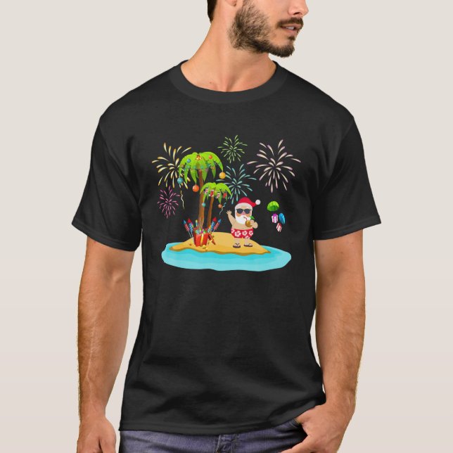 T-shirt Palmier de Noël décoré Tropical Xmas Coconu (Devant)