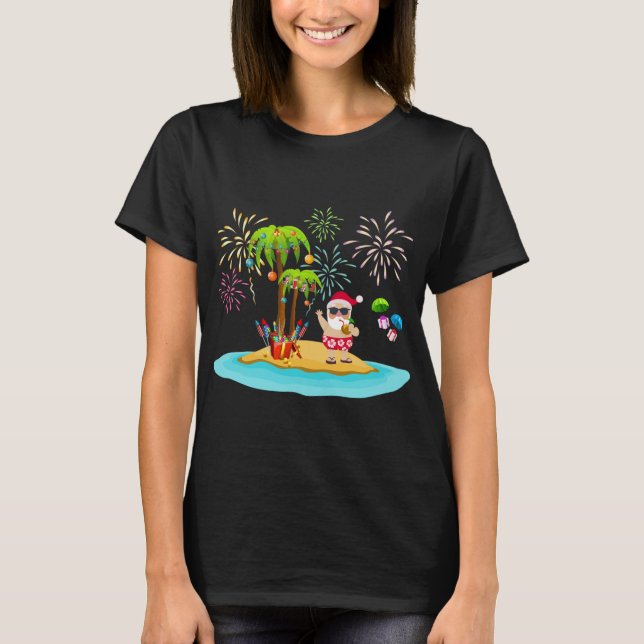 T-shirt Palmier de Noël décoré Tropical Xmas Coconu (Devant)