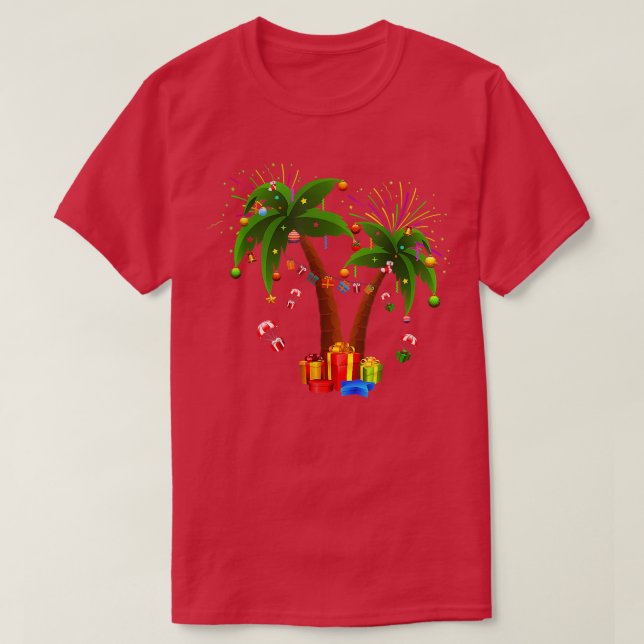 T-shirt Palmier de Noël décoré Tropical Xmas Coconu (Design devant)