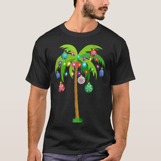 T-shirt Palmier de Noël Hawaï Noël Tropical Xmas Coconut L (Devant)