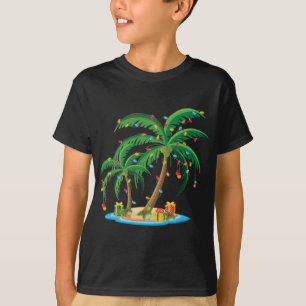 T-shirt Palmier de Noël Tropical Xmas Cadeau Cocotier Lig