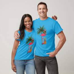 T-shirt Palmier Flamant rose rose ananas Unisex