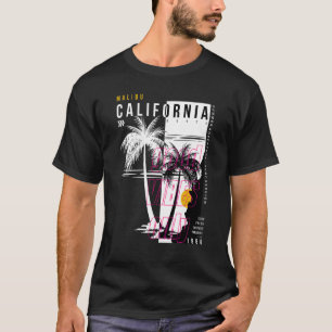 T-shirt Palmier noir et blanc Californie Malibu