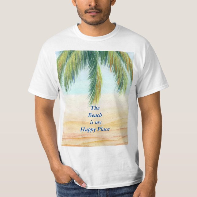 T-shirt Palmier par jour ensoleillé sur la plage (Devant)