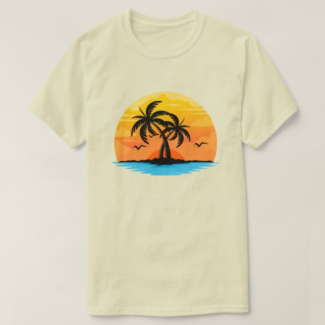 T-shirt Palmier personnalisable d'île tropicale (Design devant)