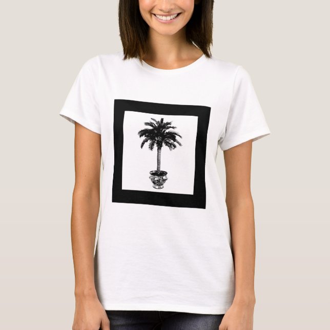 T-shirt Palmier pointu - noir et blanc (Devant)