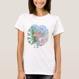 T-shirt Palmier rose Flamant rose