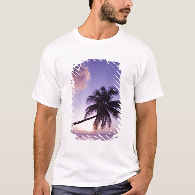 T-shirt Palmier solitaire au coucher du soleil, plage de C (Devant)