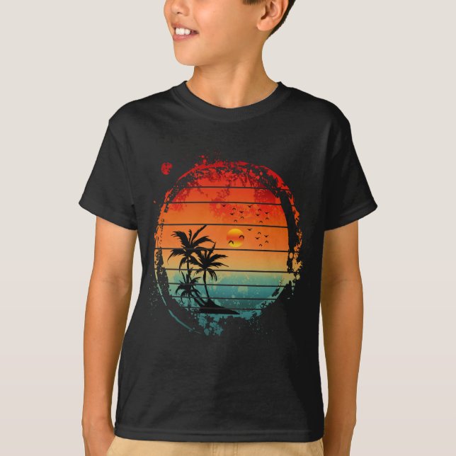 T-shirt palmier tendance coucher de soleil (Devant)