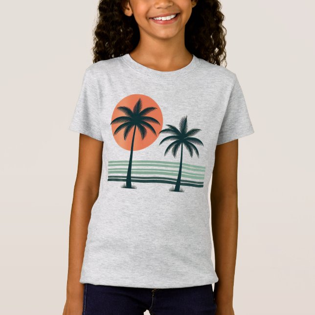 T-Shirt Palmier tropical rétro/vintage (Devant)