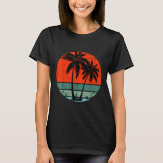 T-shirt Palmier Tropical Vintage Coucher de Soleil Plage S
