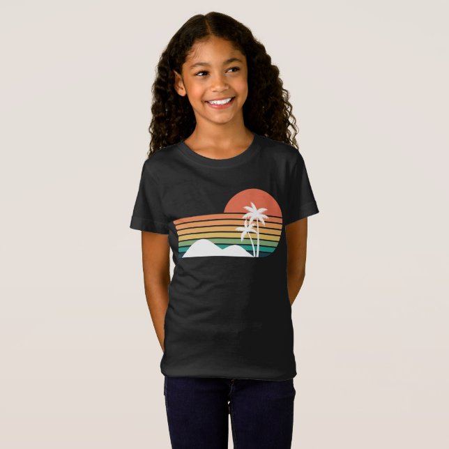 T-Shirt Palmiers au coucher du soleil Cool Beach design (Devant entier)