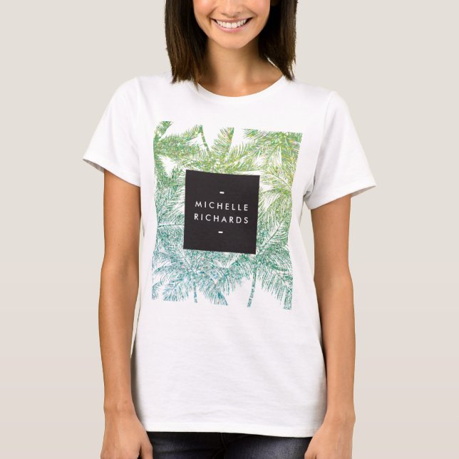T-shirt Palmiers de Parties scintillant tropicales vertes/ (Devant)