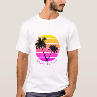 T-shirt Palmiers de plage de Retro Sainte-Lucie