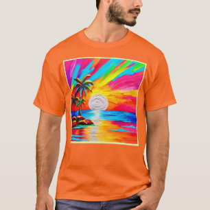 T-shirt Palmiers et peinture au soleil couchant