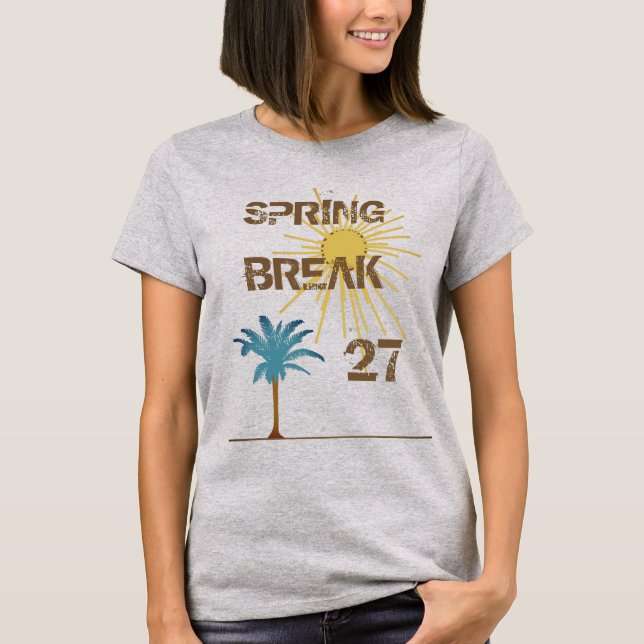 T-shirt Palmiers et soleil de Spring Break daté (Devant)