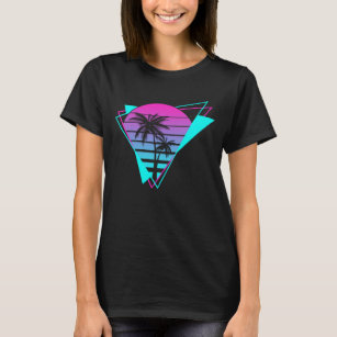 T-shirt Palmiers géométriques Rétro esthétiques Vaporwave