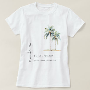 T-shirt Palmiers minimaux Aquarelle Mariage tropical
