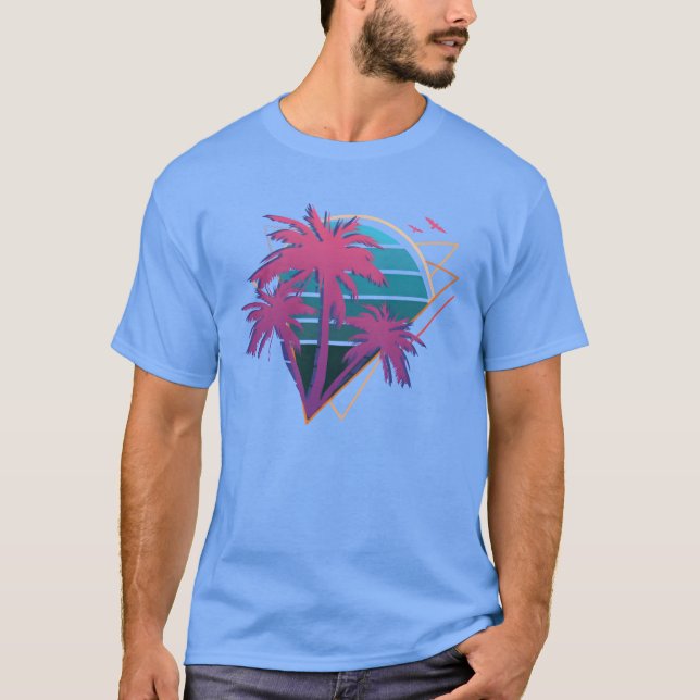 T-shirt Palmiers néon vintage (Devant)