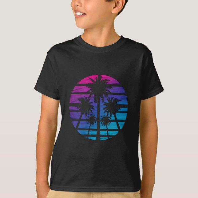 T-shirt Palmiers Plage Hawaïenne Vacances d'Été (Devant)