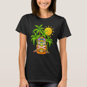 T-shirt Palmiers Polynésien Tiki Masque Hawaiien Statue à
