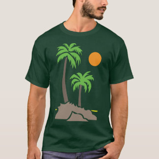T-shirt Palmiers tropicaux avec soleil sur une petite île