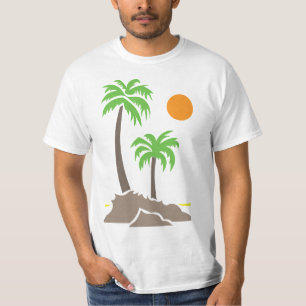 T-shirt Palmiers tropicaux avec soleil sur une petite île 