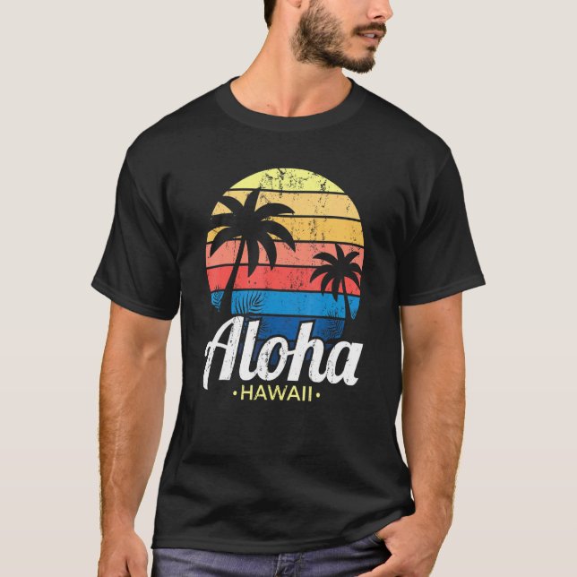 T-shirt Palmiers tropicaux d'été hawaïen Aloha H (Devant)